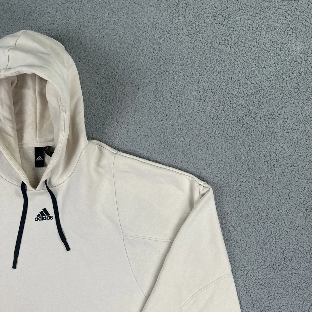 Adidas Wonder White Internal Hoodie Men 2XL Sand Oversized Center Logo